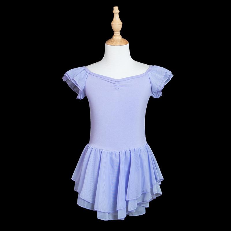 バレエ練習着 女の子 キッズ レオタード オールインワン プリンセス 半袖 夏 青 モダール 柔らかい ダンスウェア パフォーマンス衣装