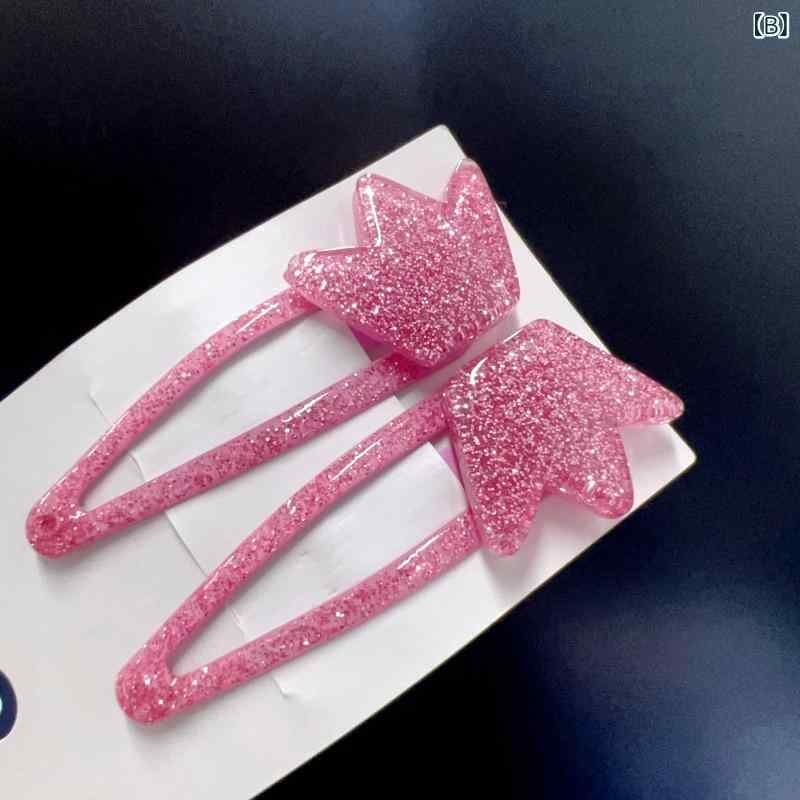 bloomelierのヘアクリップ ヘアピン 女の子 キッズ レジン 樹脂 BBクリップ 花柄 お城 王冠 ユニコーン 星形 キャンディー プリンセス ピンク 杏 夏 かわいい セット｜アングル3