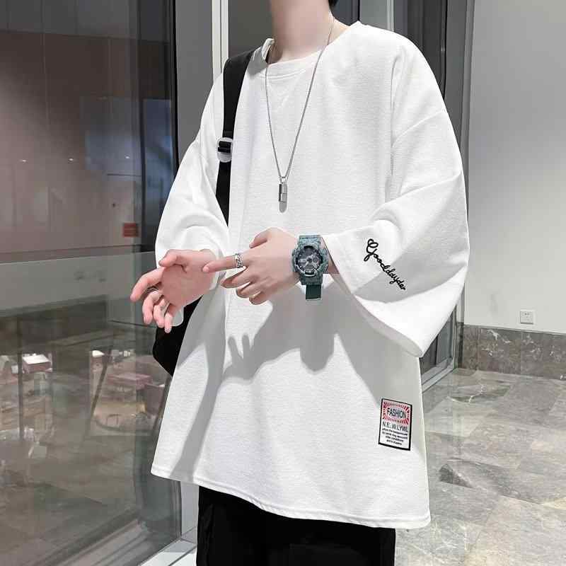 ・カテゴリ: Tシャツ、タンクトップ・スタイル: アメリカン・タイプ: プルオーバー・シルエット: ルーズフィット・ネックライン: クルーネック・袖丈: 七分袖・袖タイプ: ドロップショルダー・柄: 無地・主な素材: ポリエステル・厚さ: 標準・重量: 180g～250g・機能: 通気性、吸湿速乾・加工: アイロン不要・用途: カジュアル・性別: メンズ・対象年齢層: 成人・ターゲット層: 青春トレンド（18-24歳）・カラー展開: ホワイト、ブラック・サイズ展開: M, L, XL, XXL, 3XL, 4XL, 5XL