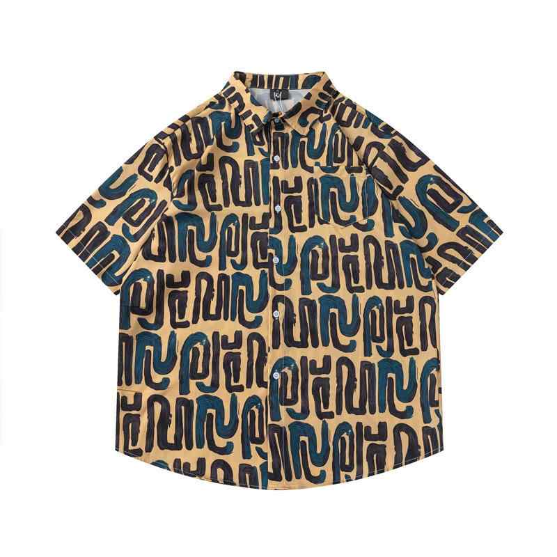Long-Sleeve （Shape Holding） - シャツ メンズ レディース 半袖 ストリート ヒップホップ ゆったり カジュアル 小花柄 レタープリント 配色 ポリエステル 夏 普段使い