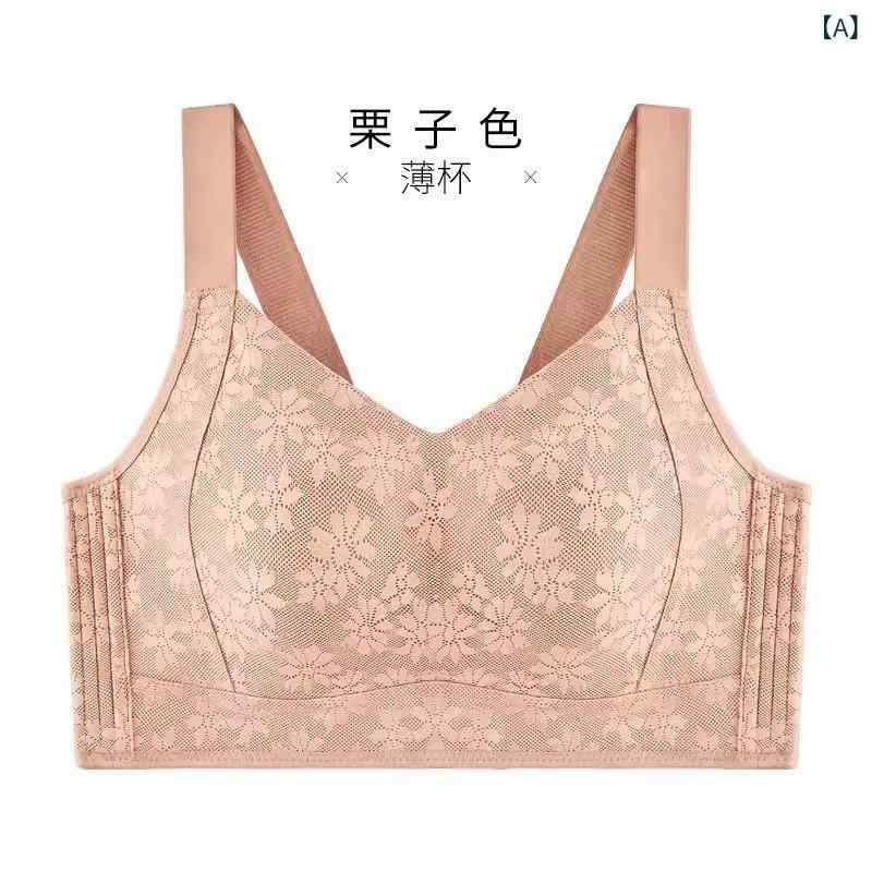 ブラジャー レディース 夏 薄手 大きめバスト 胸小さく見せる 無痕 ニップル隠し 3...