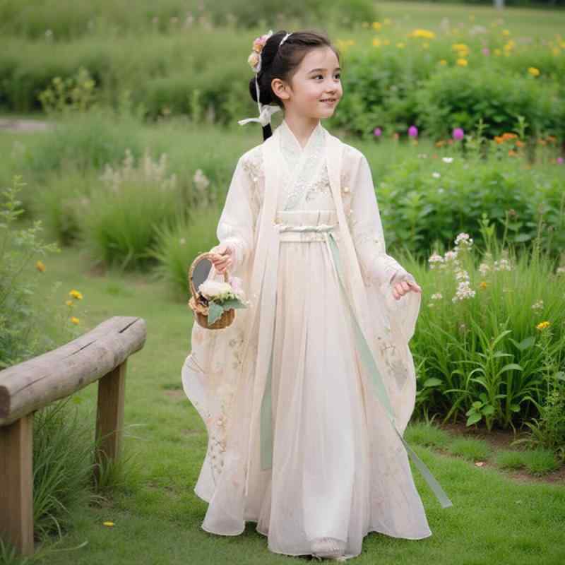 ・カテゴリ: 子供用チャイナドレス、唐装、民族衣装・スタイル: プリンセス・デザイン: 唐装・柄: 無地・主な素材: ポリエステル繊維50%（化学繊維混紡）・裏地素材: ポリエステル繊維・生地加工: 柔軟加工・厚さ: 普通・性別: 女児・対象年齢: 3～8歳・カラー展開: シャンパングリーン、ピンクホワイト、パープルピンク・適合身長: 110cm、120cm、130cm、140cm、150cm、160cm
