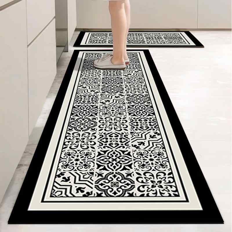 Rakuten - キッチンマット 珪藻土風 吸水 滑り止め 長方形 おしゃれ 高級感 お手入れ簡単 北欧風 モダン シンプル 洗える 台所
