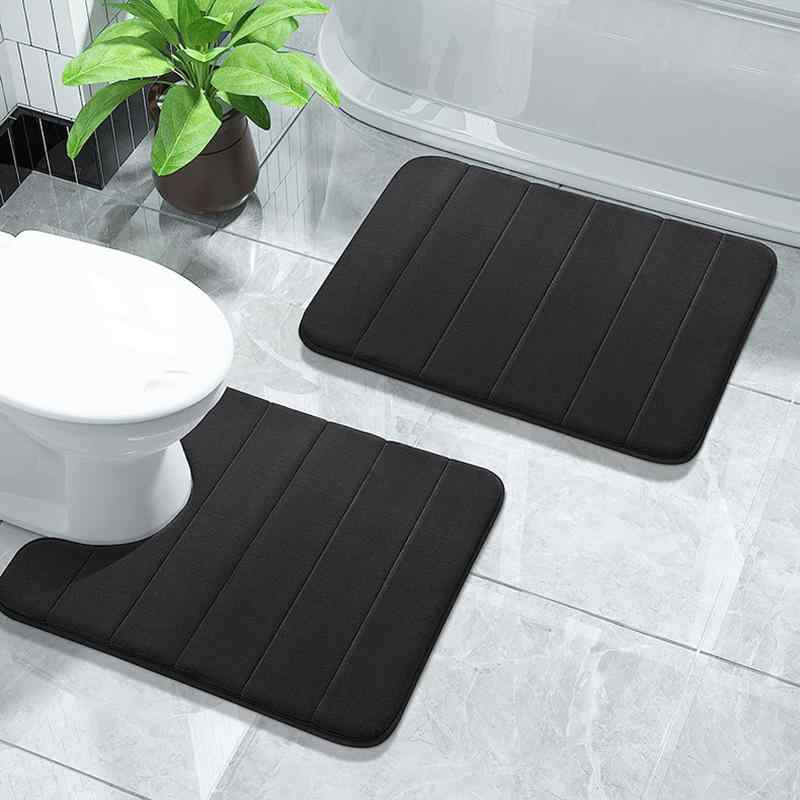 バスマット トイレマット 3点セット 吸水 滑り止め 珊瑚フリース ストライプ シンプル 浴室 洗面所 汚れにくい ふわふわ