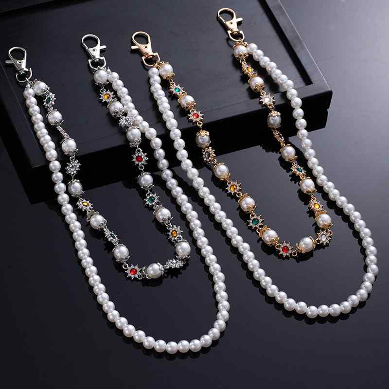 ・製品カテゴリ: ウエストチェーン・対象性別: ユニセックス・対象年齢: 成人・素材: 金属・デザイン要素: パンク・カラー: ゴールドパール小花二重チェーン, シルバーパール小花二重チェーン・スタイル: ヒップホップ・ベルト周数: シングル・長さ: 60-80cm・サイズ: 115cm・幅: 2-4cm・バックルデザイン: スカル