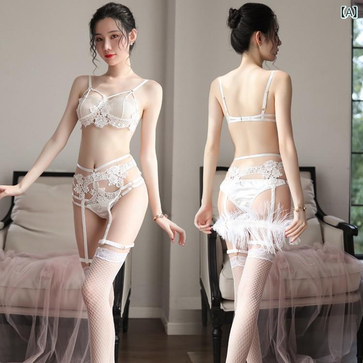 ランジェリー レディース レース ブラジャー セット ガーターベルト Tバック ストッキング かわいい セクシー