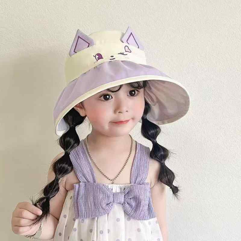 サンバイザー キッズ 春夏 UVカット 日よけ 子供用 刺繍 アニマル柄 通気性性 遮光 軽量 女の子 男の子 かわいい おしゃれ 幼稚園 小学生