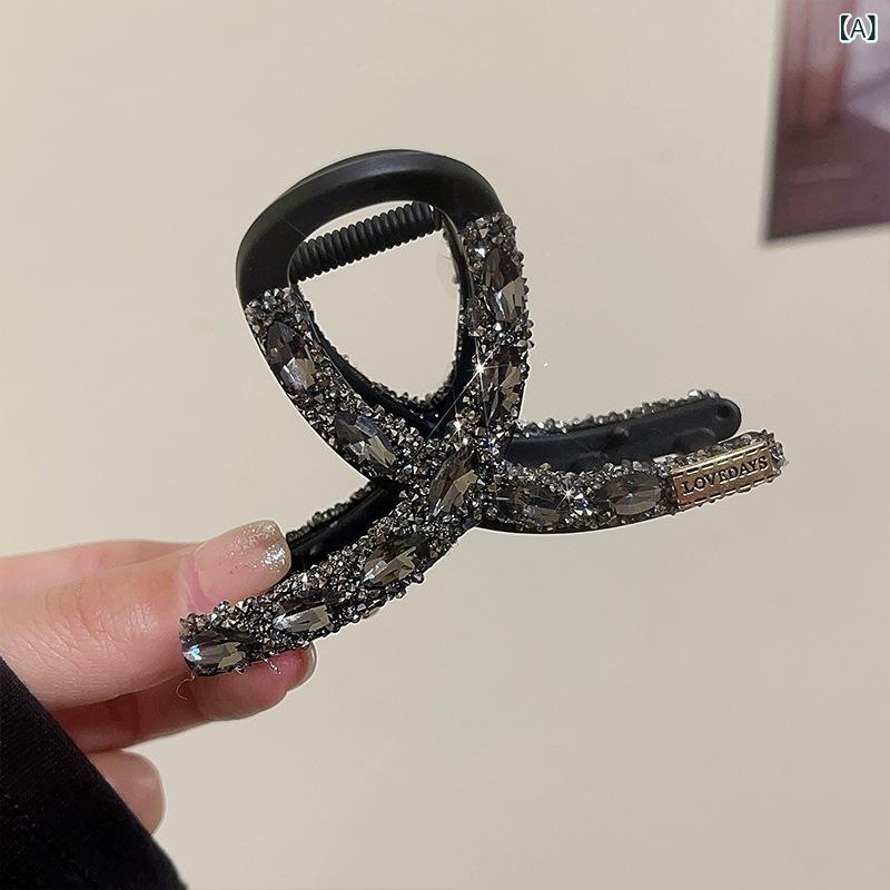 Rakuten - ヘアアクセサリー レディース バンスクリップ ヘアクリップ ラインストーン 高級感 髪量少なめ対応 大人かわいい おしゃれ 髪飾り まとめ髪 普段使い デイリー リース