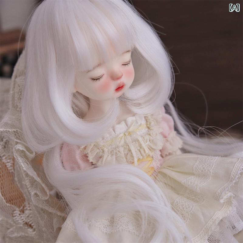bloomelierの人形用ウィッグ BJDドール用 耐熱ファイバー ジェリーフィッシュヘア ピンクホワイト おしゃれ コスプレ かわいい ヘアパーツ｜アングル2