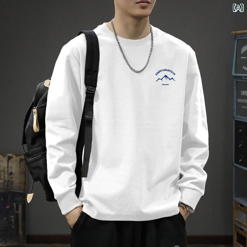 Tシャツ メンズ 長袖 カットソー コットン 綿 クルーネック ゆったり オーバーサイズ プリント キャラクター カジュアル シンプル トップス インナー 通気性 柔らかい お洒落 通勤通学 普段着