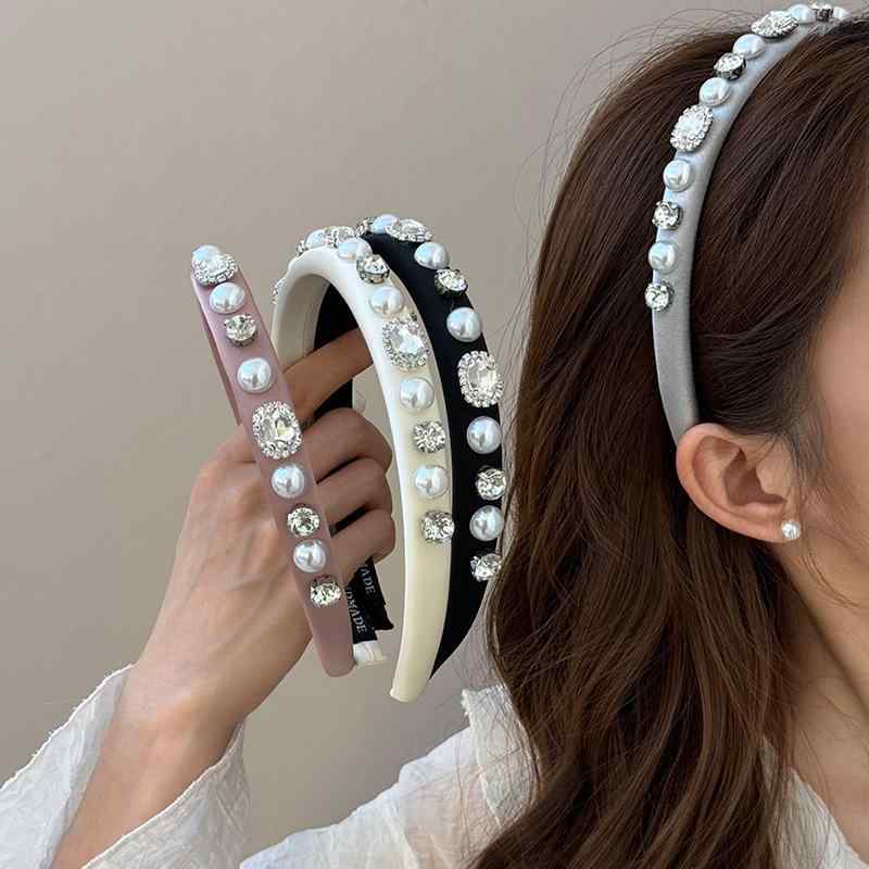 ・カテゴリ: ヘッドアクセサリー・スタイル: 韓国風清新スイート・素材: ラインストーン・仕上げ: 手作業・対象: 女性・流行要素: ライン、ジオメトリック・カラー展開: ピンク、ブラック、グレー、ベージュ