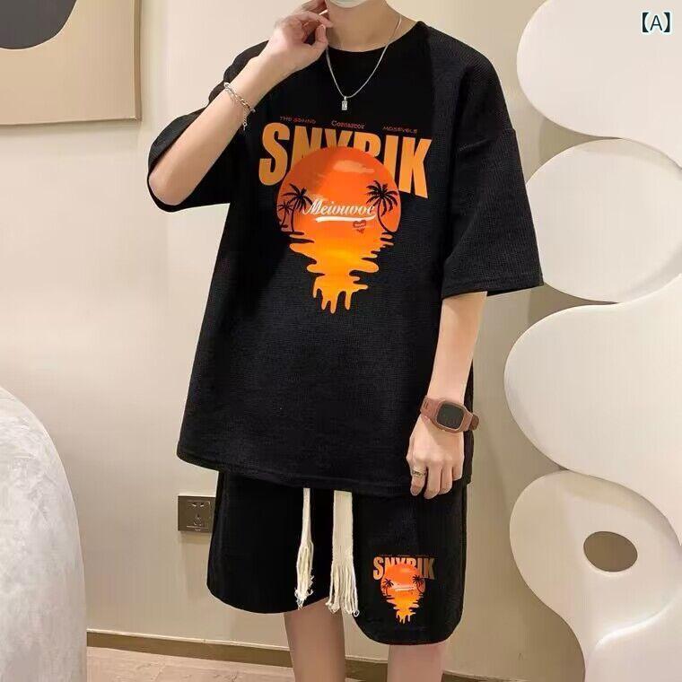 セットアップ メンズ 春夏 接触冷感 運動 カジュアル ゆったり 半袖 Tシャツ ハー...