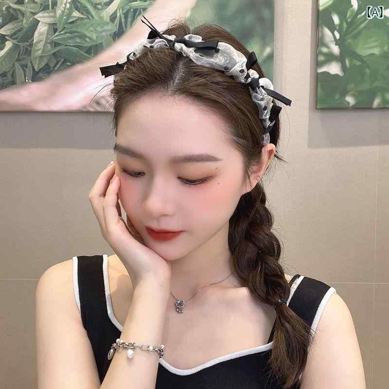 ・カテゴリ: ヘアアクセサリー・スタイル: 韓国風・主な素材: 布・対象: 女性・流行要素: 蝶結び、点状リベット・柄: 水玉・カラー展開: ホワイト、ブラック