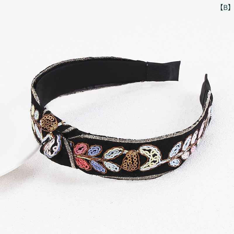 カチューシャ レディース 刺繍 ジャガード スパンコール 結び目 フリル ポリエステ...