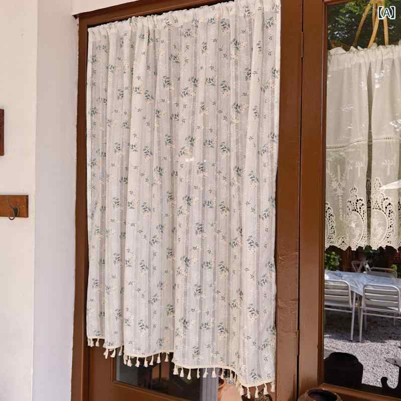 のれん 間仕切りカーテン 和モダン 花柄 デイジー柄 工具不要 玄関 キッチン 収納目隠し カフェ風 ポリエステルコットン 模様替え インテリア雑貨