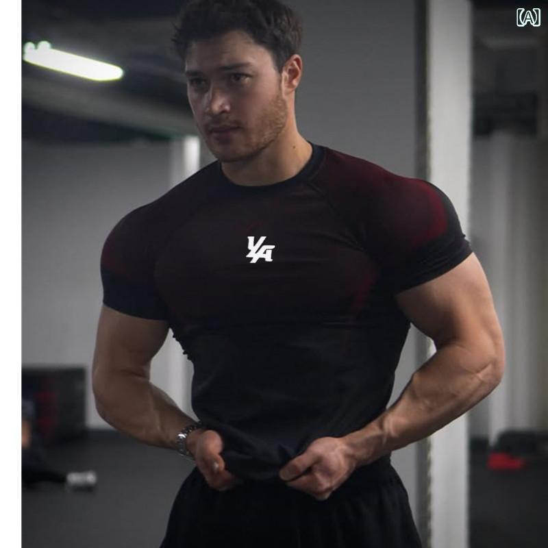 ・製品カテゴリ: Tシャツ・対象年齢: 成人・対象性別: 男性・スタイル: スポーツカジュアル・襟タイプ: クルーネック・袖丈: 半袖・素材: ポリエステル95%・用途: フィットネス機器,ボディビルディング,スポーツトレンド・カラー: 黒に赤プリント,黒にライトグレープリント,黒にダークグレープリント・サイズ: S,M,L,XL,XXL,XXXL