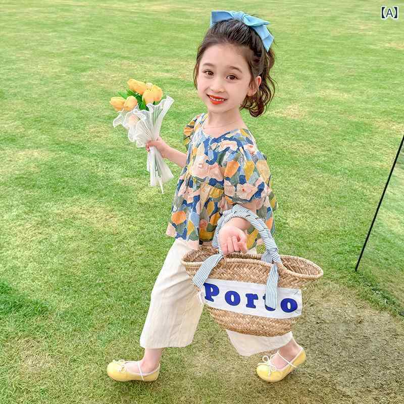 ・カテゴリ: 子供パンツセット・スタイル: レジャー・性別: ユニセックス・対象年齢: 3~8歳・袖丈: 半袖・パンツ丈: ロング・厚み: 薄手・柄: プリント・主な素材: 綿71-80%・カラー展開: イエロー、ピンク・サイズ展開: 100、110、120、130、140、150