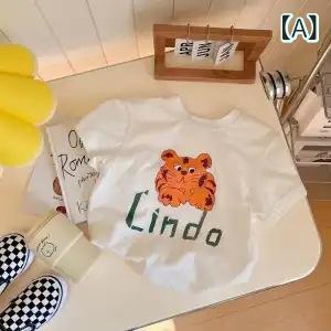 Rakuten - Tシャツ キッズ 綿 吸湿速乾 クルーネック 半袖 かわいい アニマル キャラクター プリント トップス 春夏