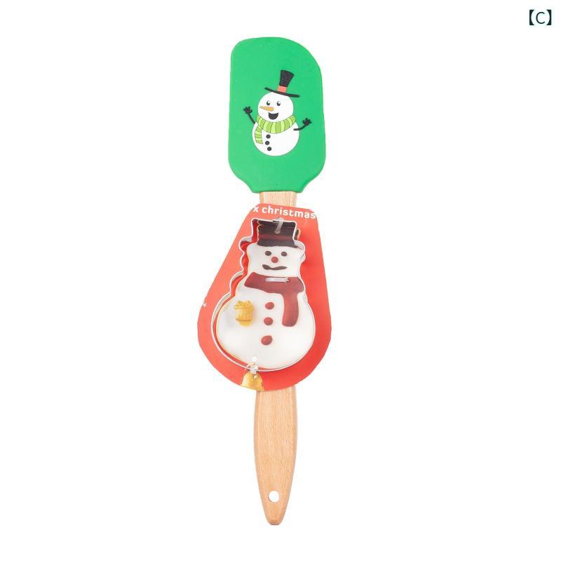 製菓用品 クリスマス シリコン スパチュラ クッキー型 セット 木製ハンドル おしゃ...