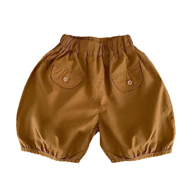 ショートパンツ キッズ 男女兼用 綿 バルーンパンツ 五分丈 春夏 アプリコット ブラウン かわいい カジュアル ルームウェア