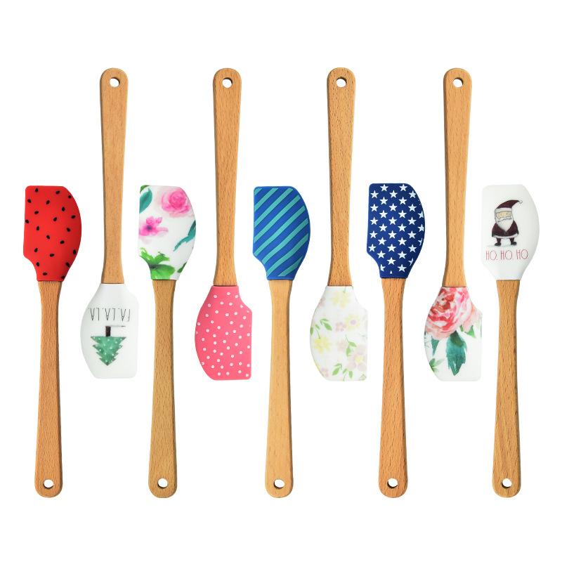 キッチンツール ミニスパチュラ セット シリコン 木製ハンドル 製菓用品 料理道具 おしゃれ かわいい デザイン