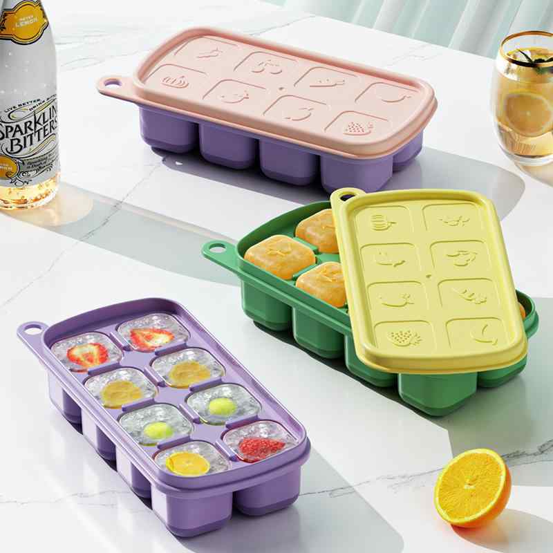 製氷皿 シリコン 離乳食 小分け 保存容器 8穴 食品グレード 取り出しやすい キューブ型 冷凍トレー おかゆ ペースト スープ用