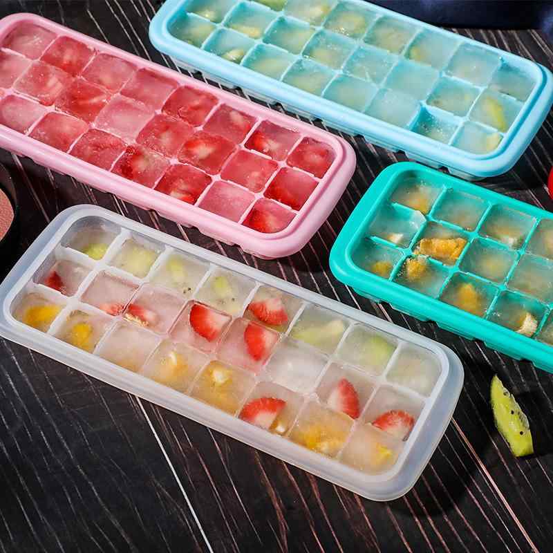 調味罐 - 製氷皿 24個取り シリコン 蓋付き 取り出しやすい 大容量 家庭用 キッチン雑貨