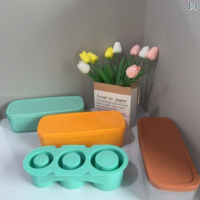 製氷皿 シリコン ケース付き 3段 食品グレード 取り出しやすい ブルー