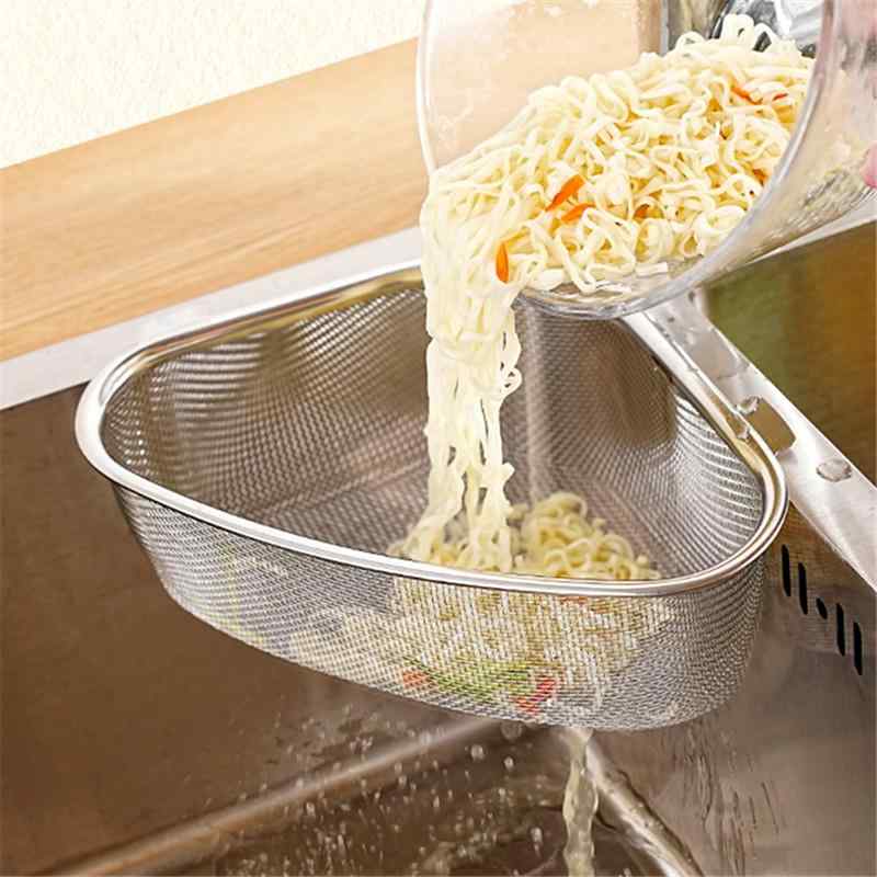 厨房用三角形盒子 - 水切りラック ステンレス 穴あけ不要 シンク用 ゴミ受け 収納 キッチン用品 錆びにくい 多機能 省スペース 便利 グッズ シンク周り 清潔