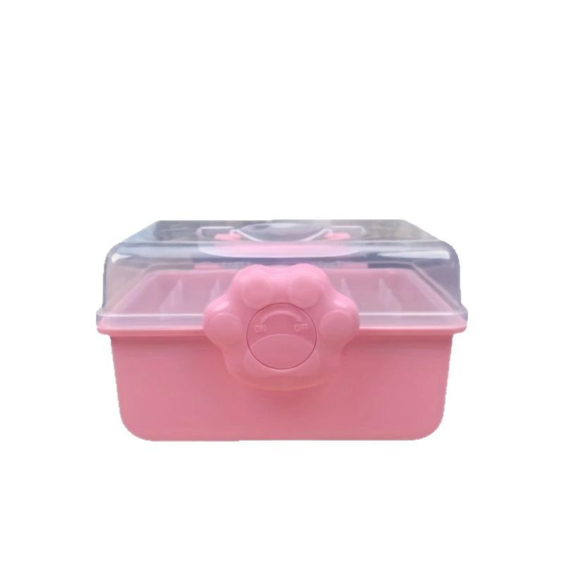 収納ボックス 折りたたみ 2層 透明 ピンク プラスチック 文具ケース 工具箱 学生用 シンプル