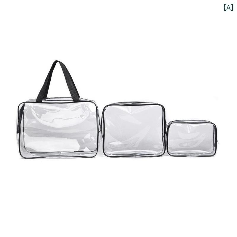 メイクポーチ レディース 透明 防水 PVC素材 セット 旅行用品 トラベル 収納ケース コスメ入れ シンプル バスルーム 洗面所 bloomelier-10336973 bloomelier サンプル画像2