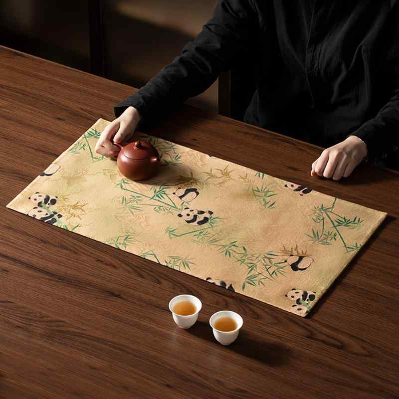 茶席マット 防水 滑り止め 両面仕様 厚手 高級感 和風 禅風 ポリエステル 長方形 ...