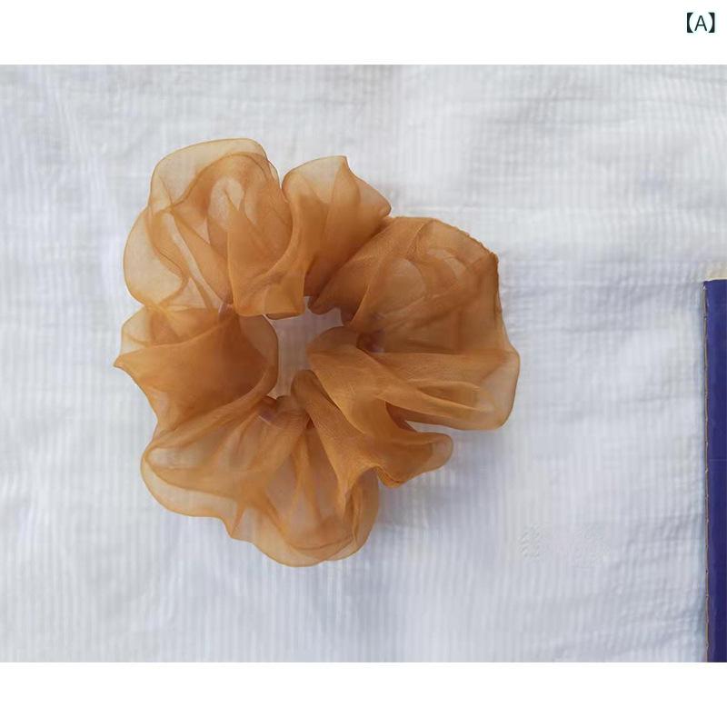 bloomelierのシュシュ レディース シルク調 シンプル レトロ ヘアアクセサリー ナチュラル おしゃれ かわいい 髪飾り ヘアアレンジ 普段使い ブラック ブルー オレンジ レッド 花柄｜アングル2