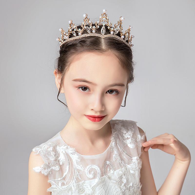 ヘアアクセサリー キッズ 女の子 韓国風 ティアラ カチューシャ パール ラインストーン 誕生日 発表会 お姫様