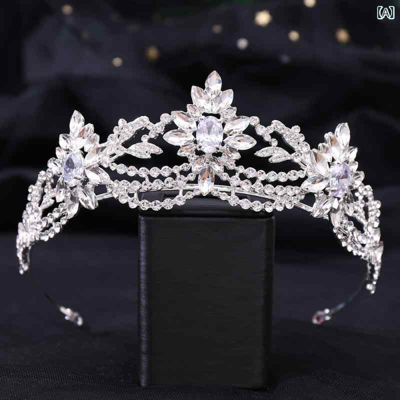 bloomelierのティアラ ヘッドドレス レディース 花嫁 結婚式 エレガント ジルコニア クリスタル ヨーロッパ風 合金 シルバー ゴールド｜アングル2