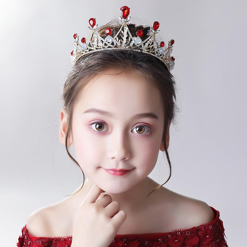 カチューシャ キッズ 女の子 クラウン プリンセス風 宮廷風 レッドストーン 合金 発表会 誕生日 かわいい プレゼント