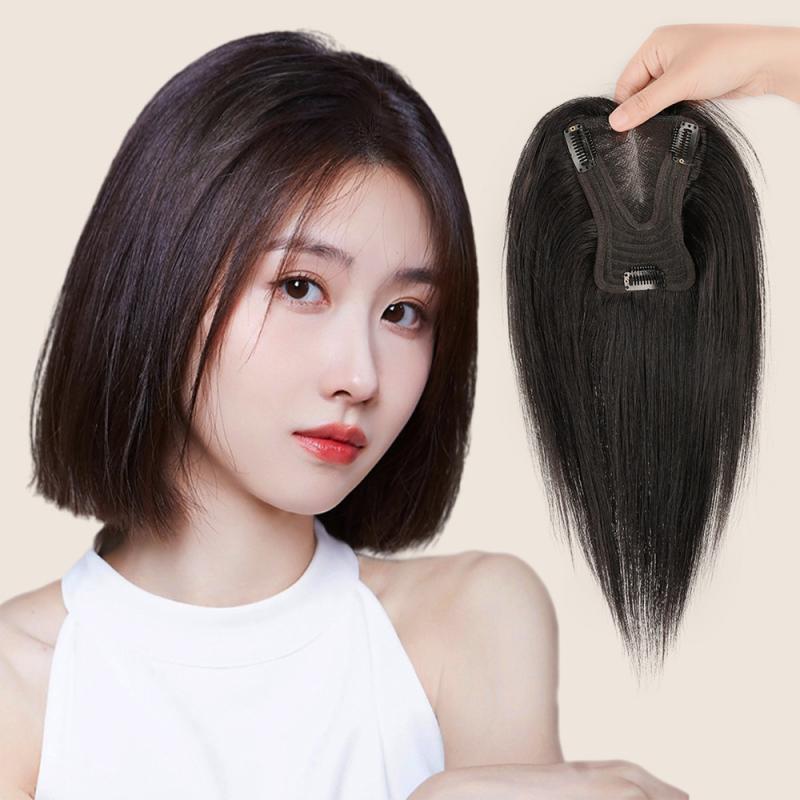 ・カテゴリ: ヘアピース・対象: 女性・素材: 真人髪・タイプ: ストレート・長さ: 25cm、30cm・カラー: 自然黒、モカブラウン・製法: 手織り+機械織り