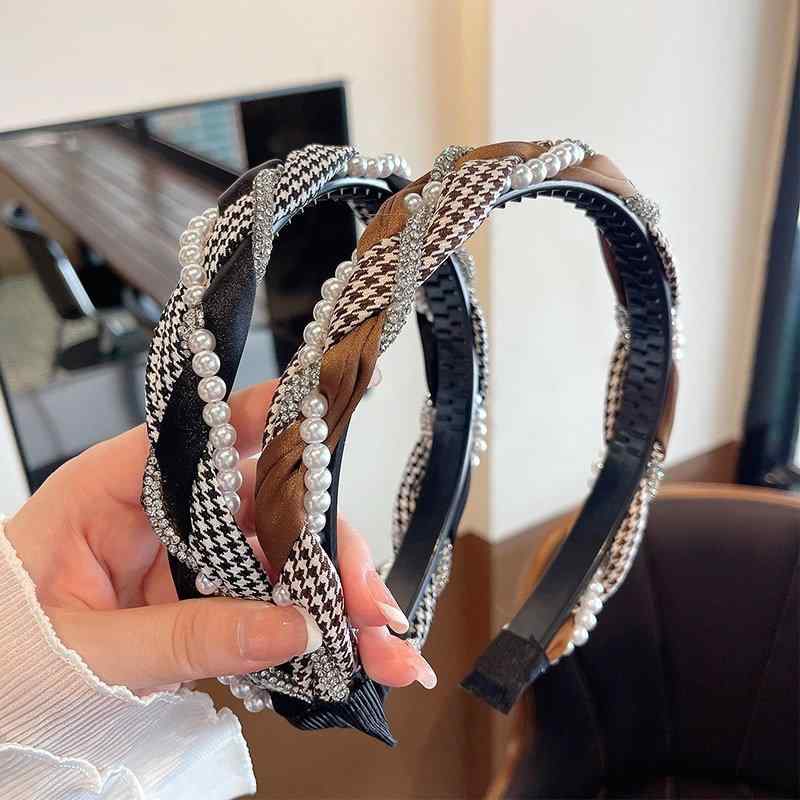 カチューシャ レディース 三つ編み 編み込み 千鳥格子 幅広 ボリューム 洗顔用 ヘアバンド ヘアアクセサリー かわいい おしゃれ 髪留め 髪飾り ツイスト 太め チェック 柄 オフィス 通勤 カジュアル