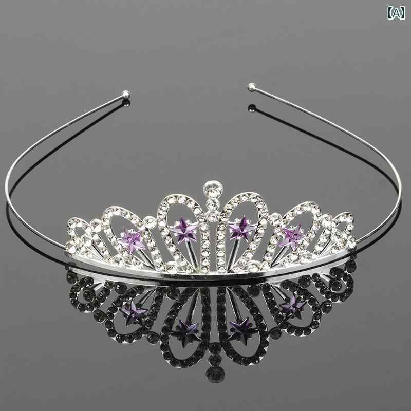 カチューシャ キッズ ティアラ クラウン 子供 ヘアアクセサリー 女の子 王冠 ラインストーン 星型 キラキラ 合金 プリンセス 結婚式 発表会 パーティー お呼ばれ 髪飾り 電気メッキ加工 かわいい ギフト カラフル