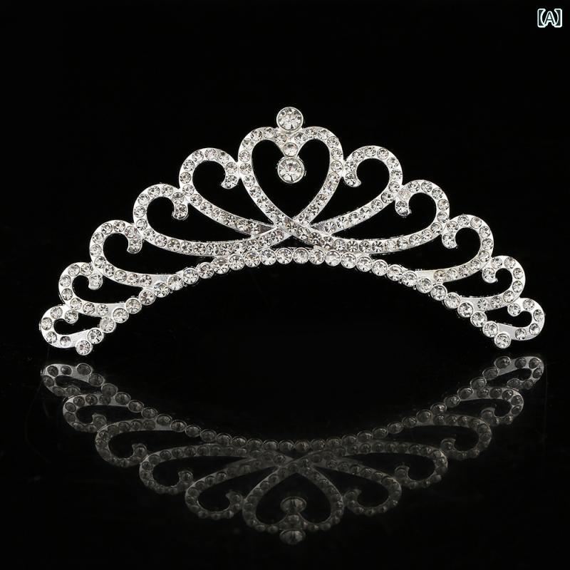 bloomelierのヘアアクセサリー レディース ティアラ カチューシャ ブライダル ウェディング 結婚式 花嫁 クラウン ヘッドドレス パール調 ラインストーン ハート 高級感 上品 ゴージャス 合金｜アングル2