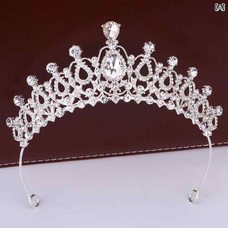 bloomelierのヘッドドレス レディース キラキラ ゴージャス ティアラ クラウン 王冠 結婚式 ブライダル ウェディング パーティー プリンセス ヘアアクセサリー レトロ アンティーク風 ジルコニア 合金 電気メッキ加工 発表会｜アングル2
