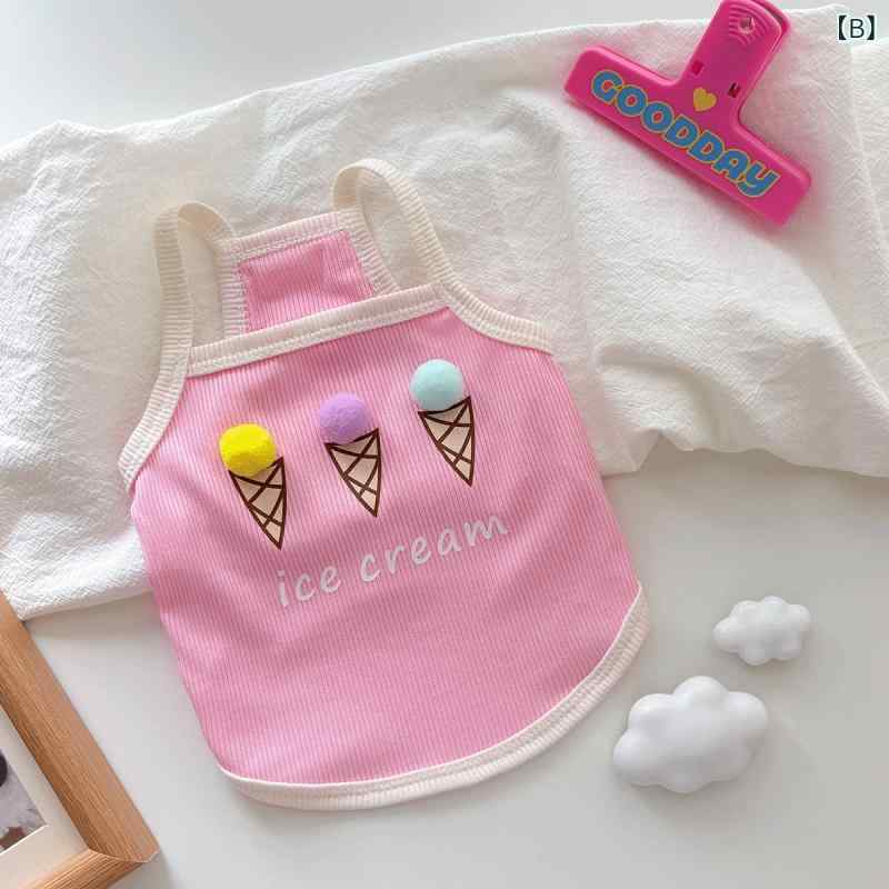 bloomelierのペット服 猫 犬 キャミソール 春夏 かわいい パステルカラー 薄手 通気性 涼しい お散歩 お出かけ コットン 柔らかい タンクトップ｜アングル3