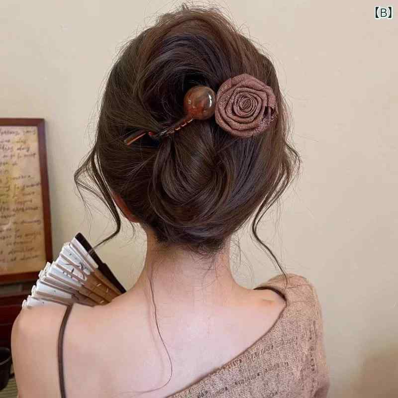 ヘアクリップ レディース 春夏 バラ モチーフ まとめ髪 ヘアクリップめ 髪飾り ヘ...