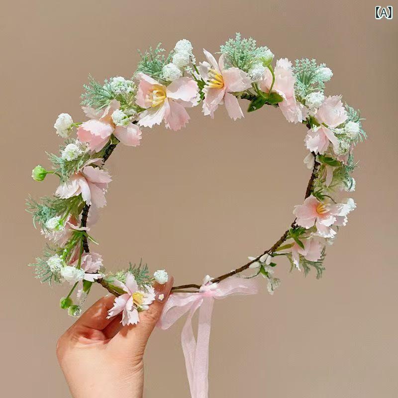 花冠 レディース キッズ ヘアアクセサリー 髪飾り 花 かんむり 子供 カチューシャ ヘッドドレス ウェディング 新婦 フォーマル ピアノ 発表会 結婚式 写真撮影 パーティー ハンドメイド かわいい ピンク ブルー パープル レッド ホワイト オレンジ