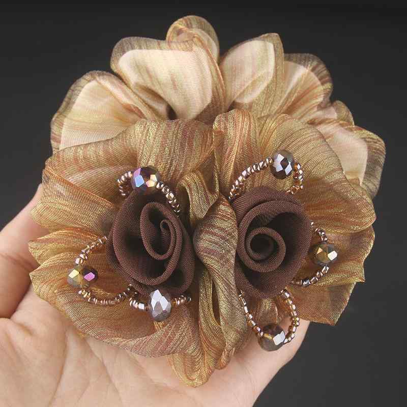 ヘアゴム レディース シュシュ 花 オーガンジー ボリューム 髪飾り ヘアアクセサリー 上品 まとめ髪 伸縮性 痛くない ヘアアレンジ 普段使い