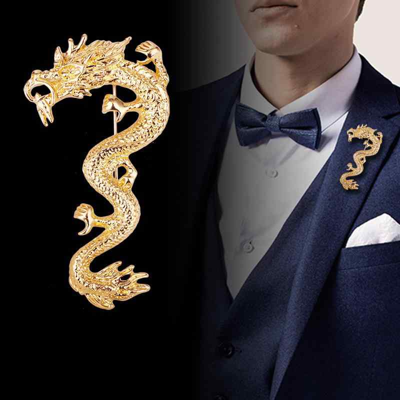 ブローチ メンズ 十二生肖 龍 レトロ 中国風 昇竜 動物 ピンバッジ スーツ アクセサリー 電気メッキ加工 金運アップ