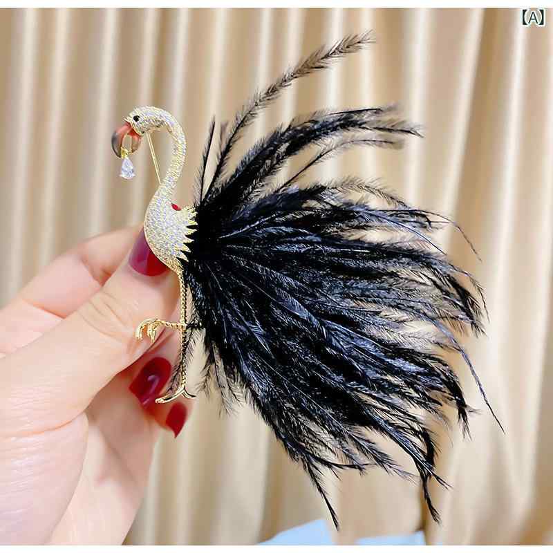 ブローチ レディース ジルコニア フラミンゴ フェザー モチーフ キラキラ 電気メッキ加工 おしゃれ かわいい 胸飾り コサージュ 卒園式 卒業式 入学式 フォーマル カジュアル アクセサリーの商品画像 2