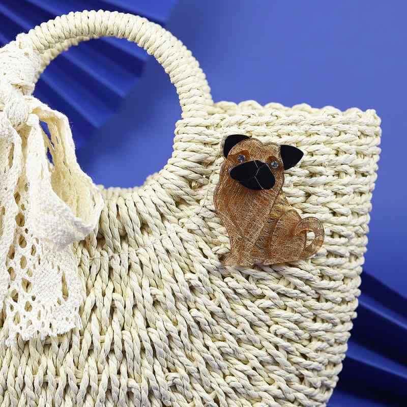 ブローチ 男女兼用 アクリル製 犬 ブルドッグ モチーフ 動物 バッジ アクセサリー ...
