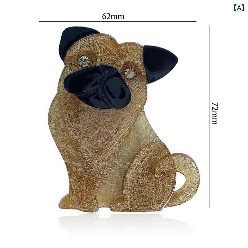 ブローチ 男女兼用 アクリル製 犬 ブルドッグ モチーフ 動物 バッジ アクセサリー ...