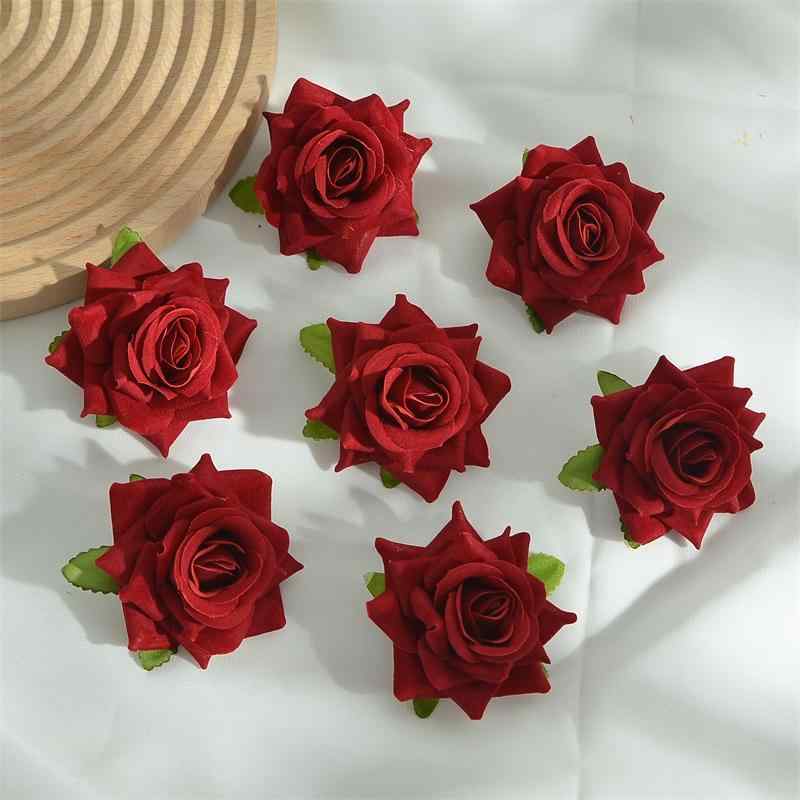 造花 髪飾り バラ コサージュ ベルベット調 diy 手芸 7cm ヘッドドレス アクセサリーパーツ ウェディング 結婚式 披露宴 舞台 撮影小道具 インテリア 装飾